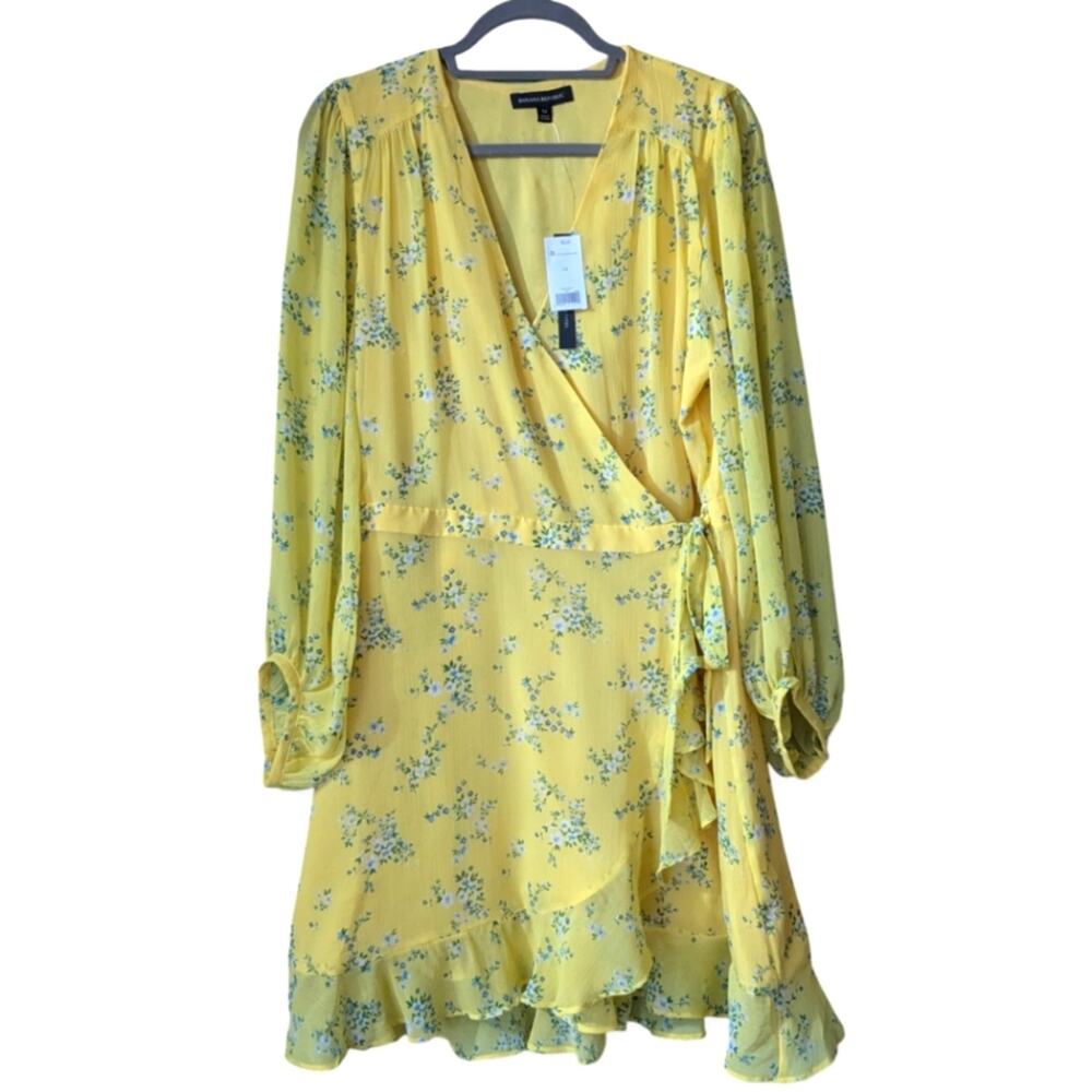 Banana Republic Yellow Floral Wrap Dress